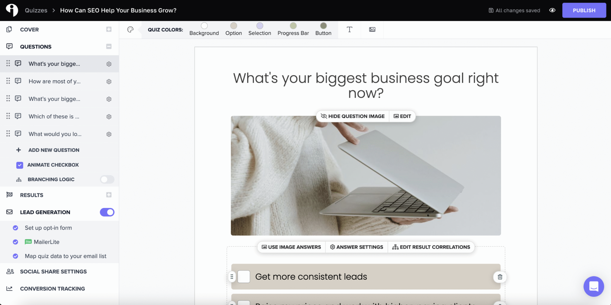 building an SEO quiz